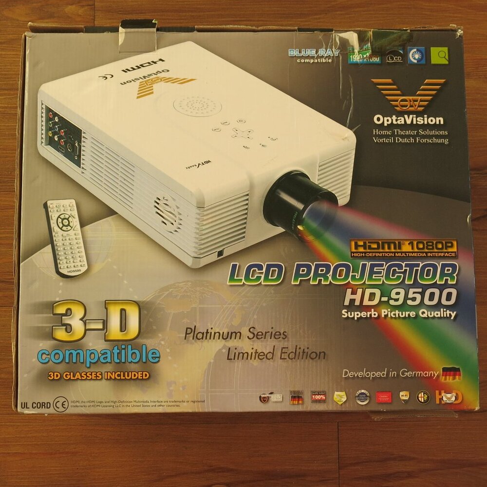 OptaVision HD-9500 LCD Projector Platinum Series Limited Edition White + Screen